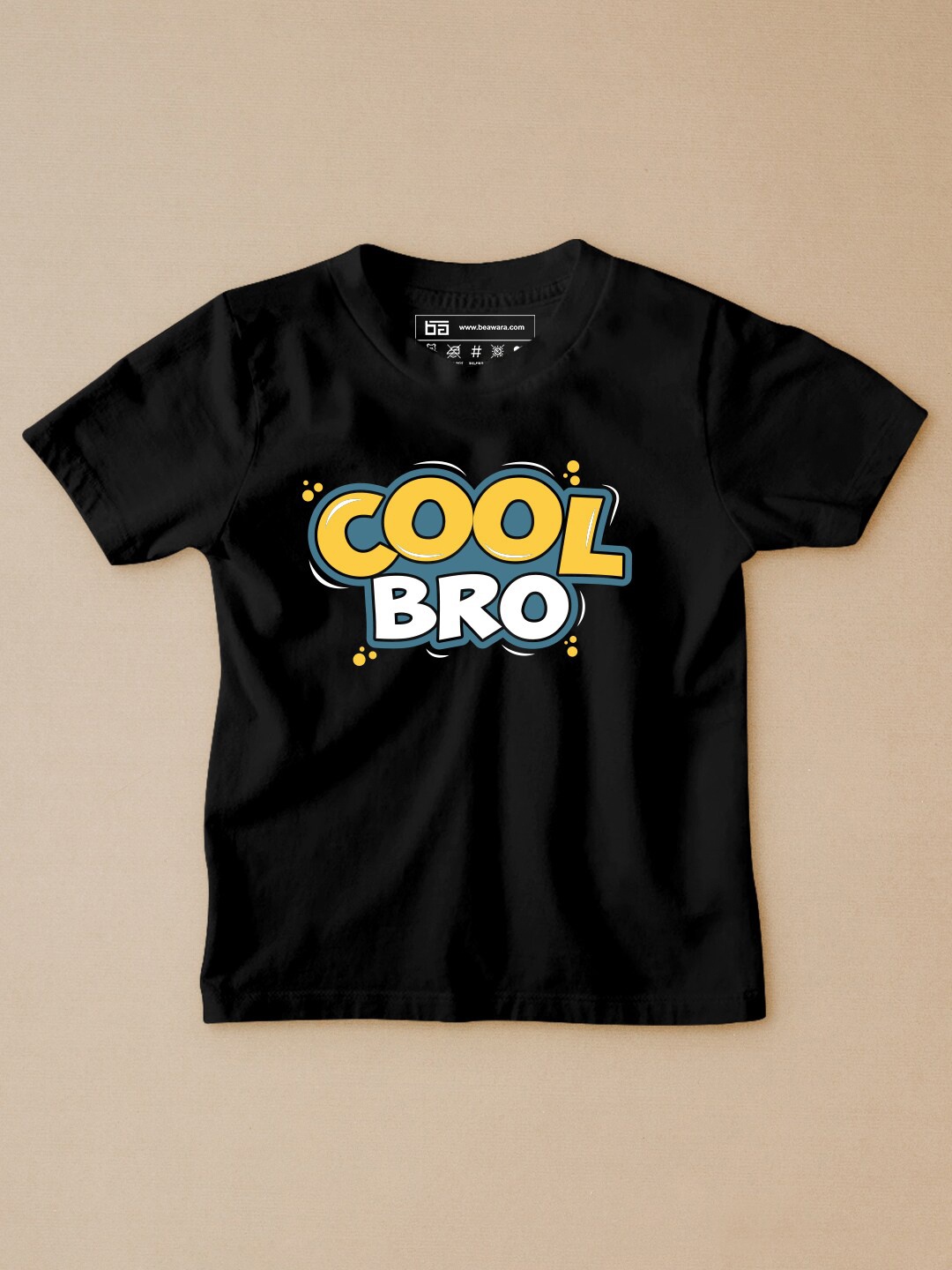 

BE AWARA Unisex Kids Black Typography Printed Applique T-shirt