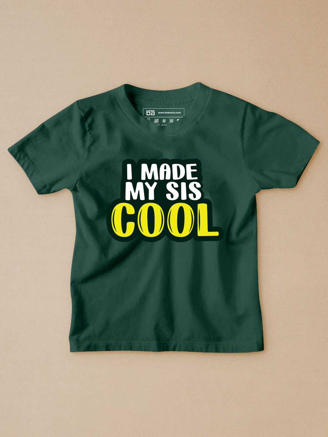 

BE AWARA Kids Green Typography Printed Cotton T-shirt
