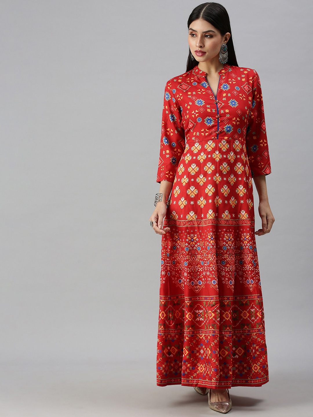

SHOWOFF Women Red Ethnic Motifs Printed Anarkali Kurta