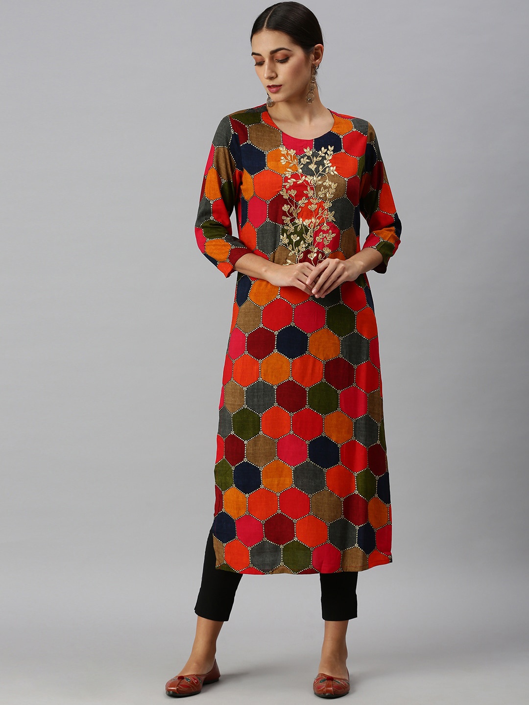 

SHOWOFF Women Multicoloured Floral Printed Kurta, Multi