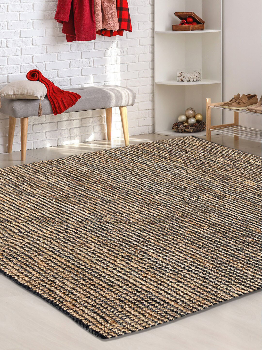 

AVI Living Brown & Black GSM 450 Self-Design Carpet