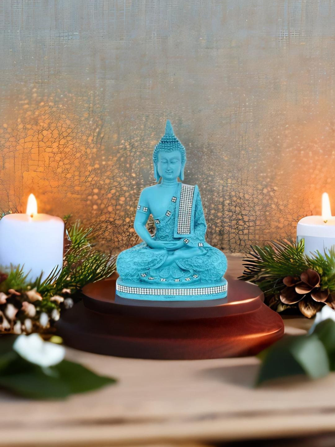 

Athome by Nilkamal Sea Green Buddha Dhyana Showpiece
