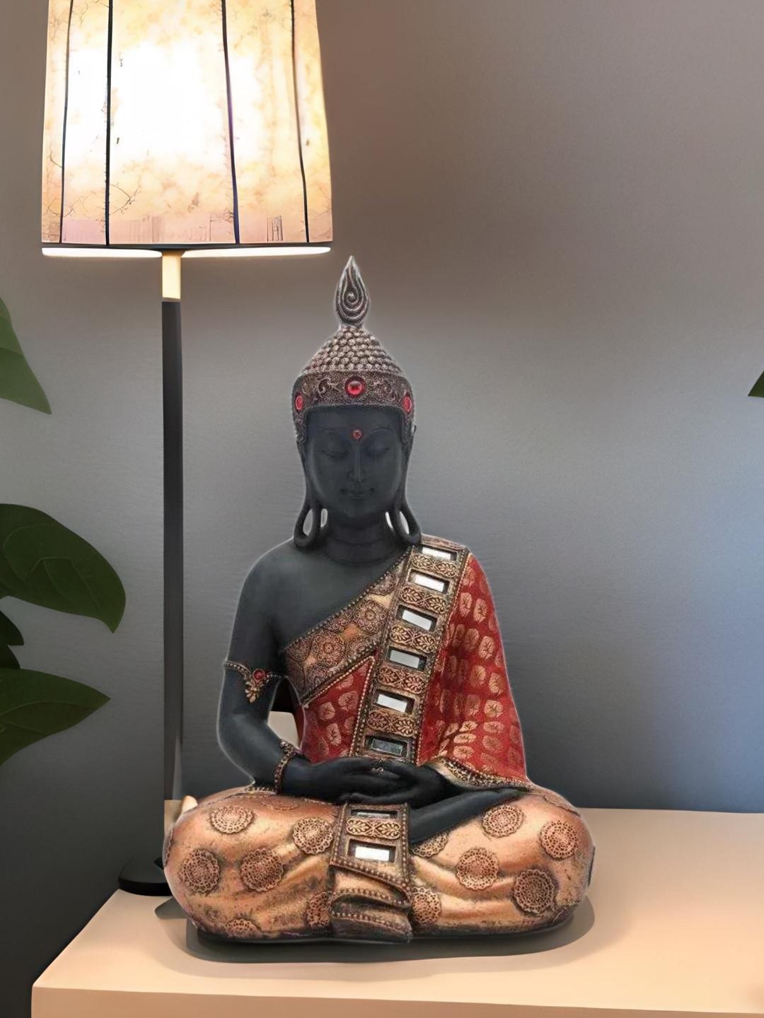 

Athome by Nilkamal Black & Red Dhyana Sitting Buddha Showpiece