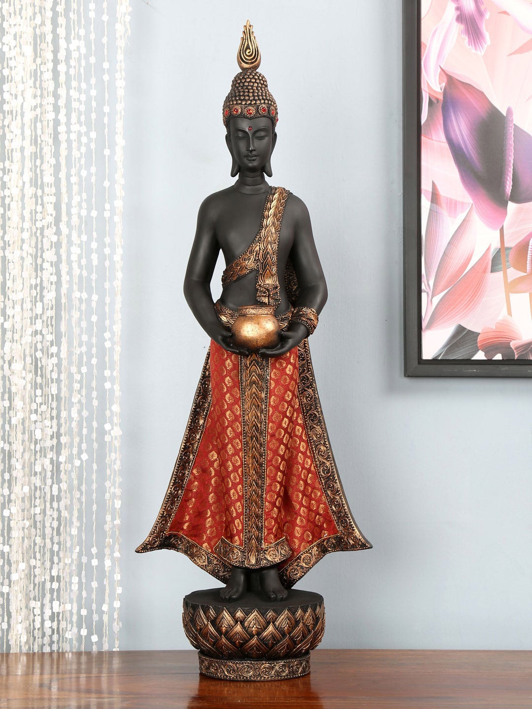 

Athome by Nilkamal Black & Red Standing Bodhi Floor Showpiece