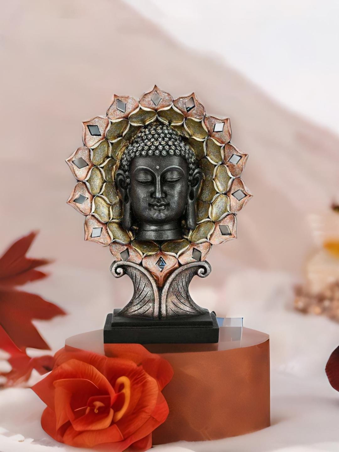 

Athome by Nilkamal Brown & Gold Buddha Face on Tree Showpiece