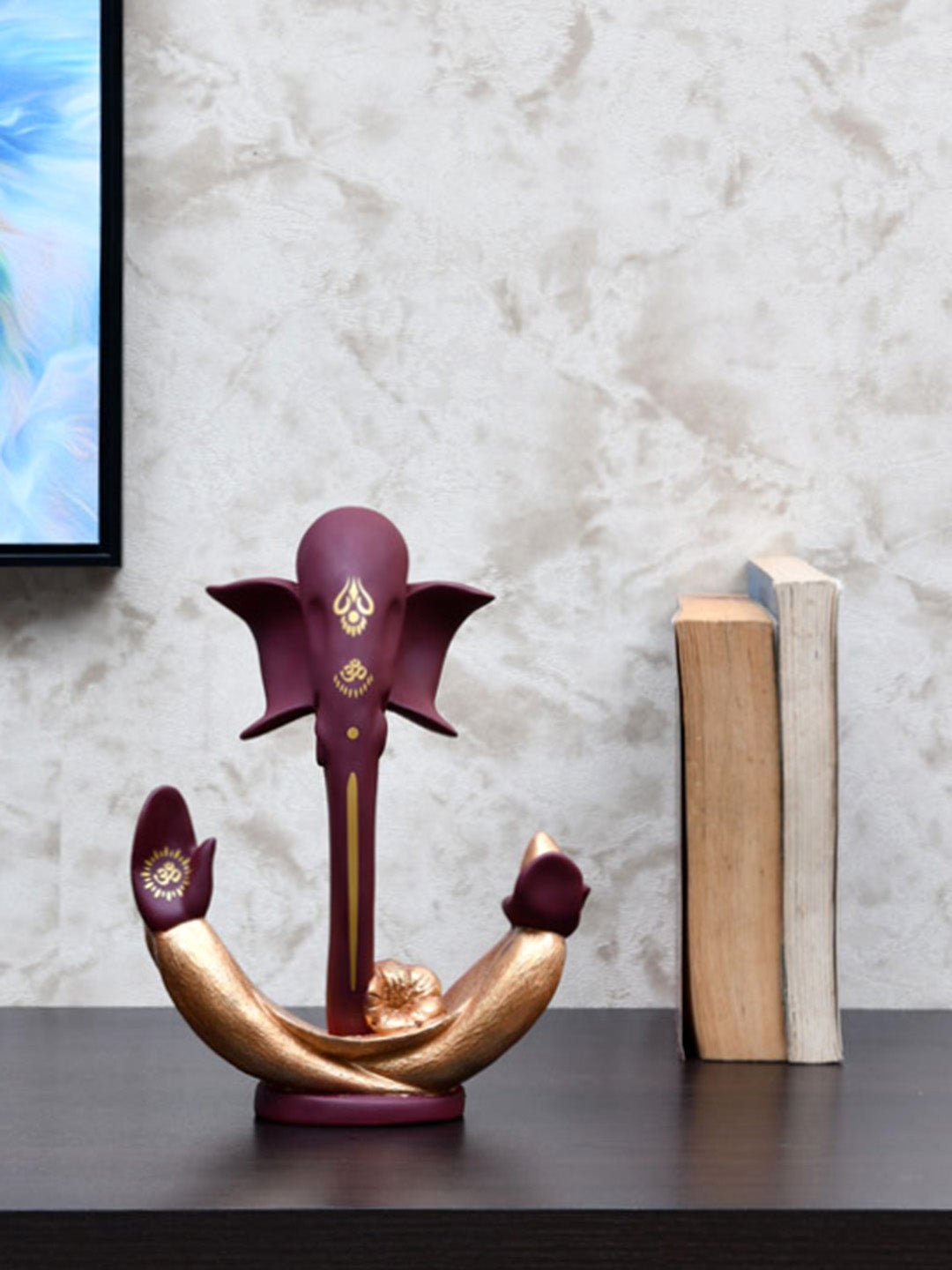 

Athome by Nilkamal Brown & Gold Abstract Bliss Ganesh Showpiece