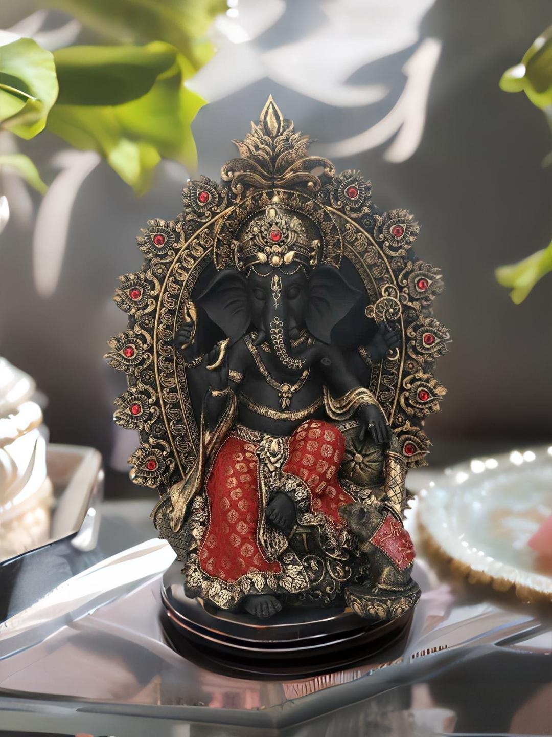 

Athome by Nilkamal Black & Red Ganesha on Throne Showpiece