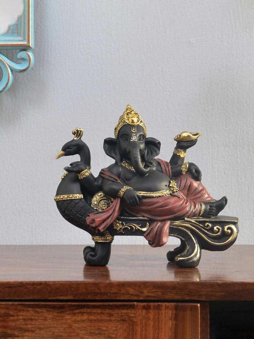 

Athome by Nilkamal Black & Red Ganesha On Throne Showpiece