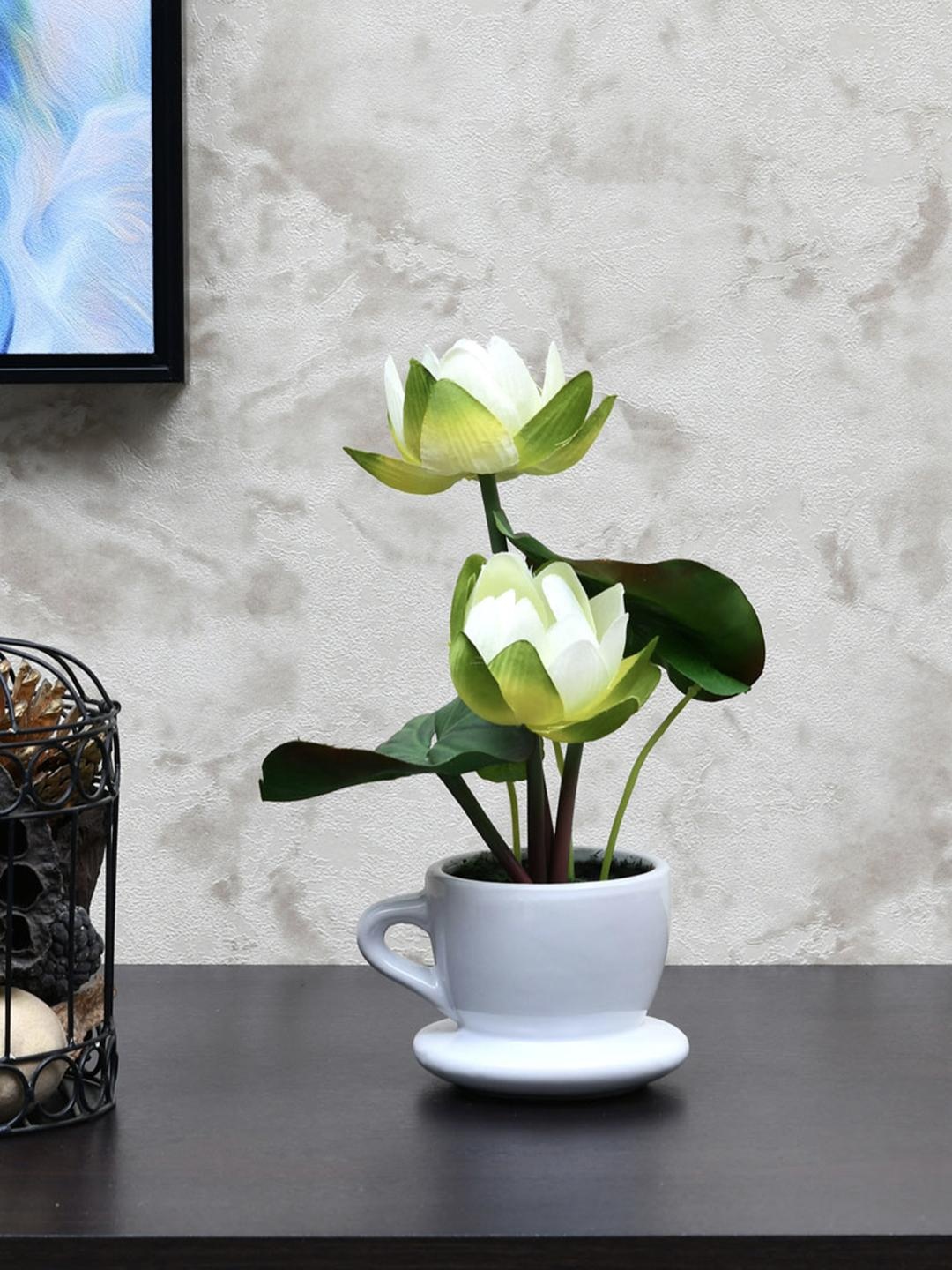 

Athome by Nilkamal White Lotus Teapot Potted Plant