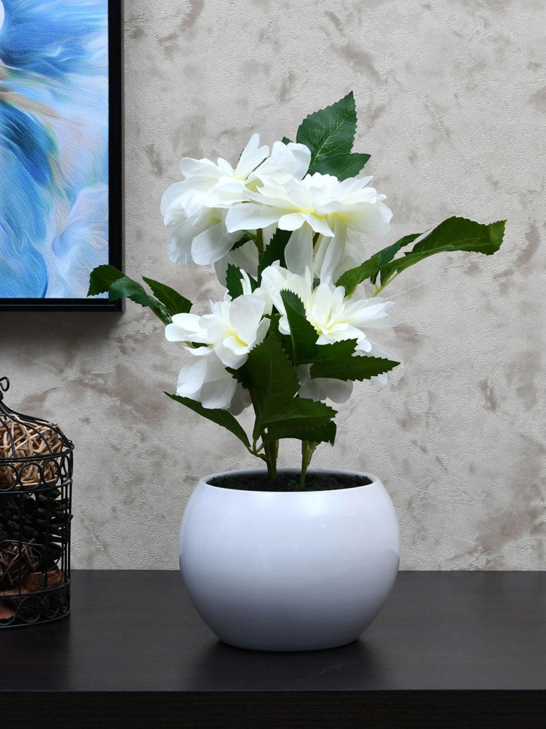 

Athome by Nilkamal White & Green Dahlia Peony Potted Plant