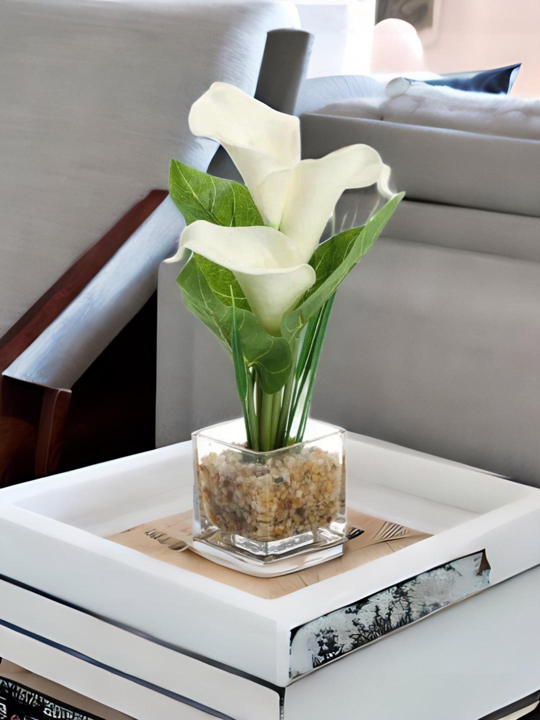 

Athome by Nilkamal White Lilly Glass Potted Plant
