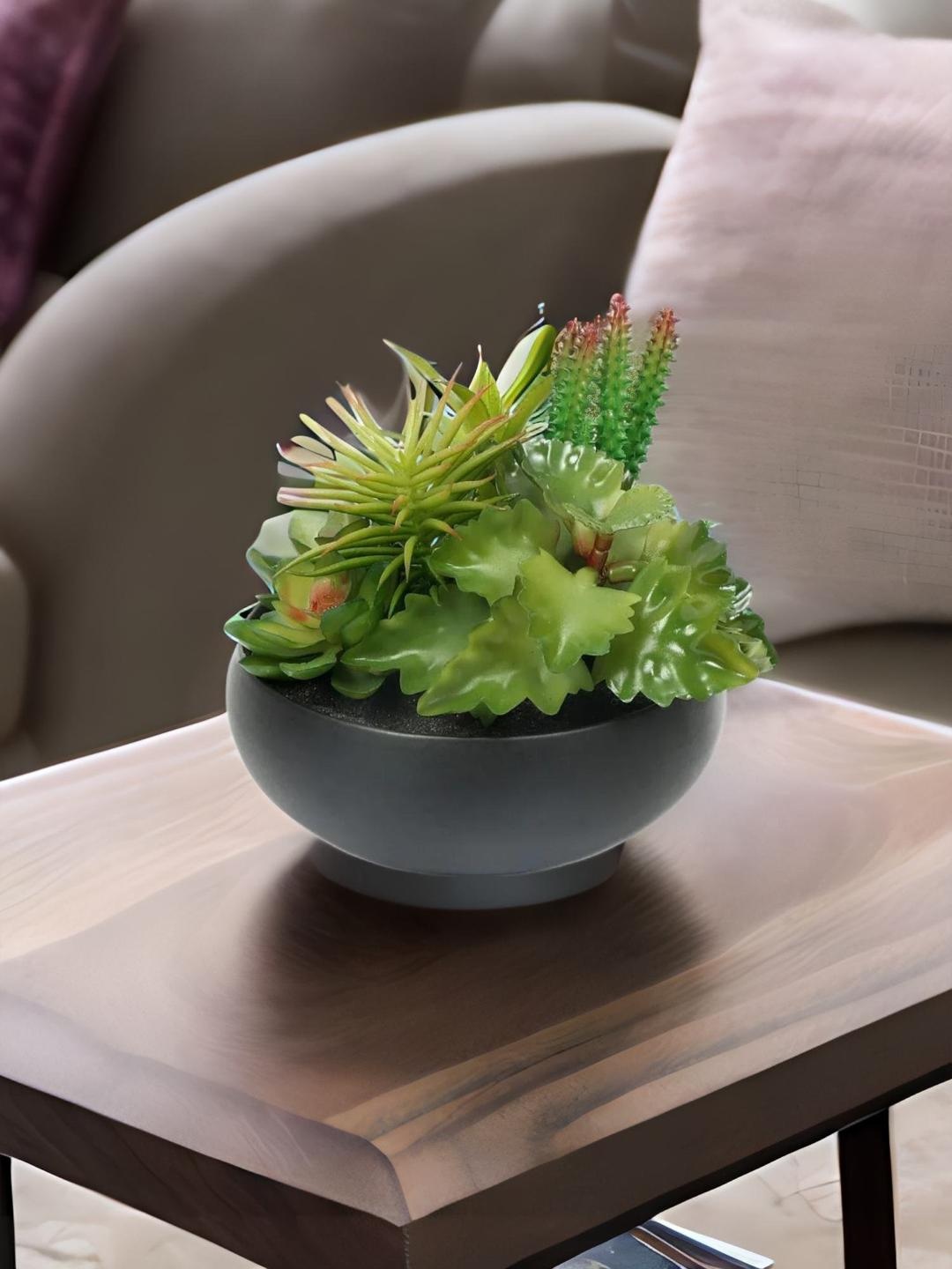 

Athome by Nilkamal Green & Black Artificial Flower with Pot