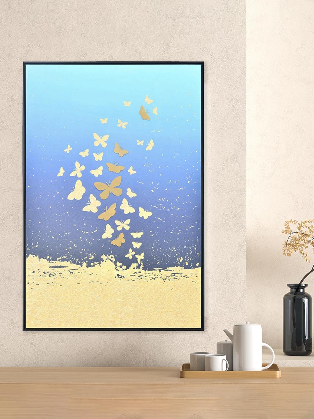 

Athome by Nilkamal Blue & Gold-Toned Butterfly Wall Photo Frame