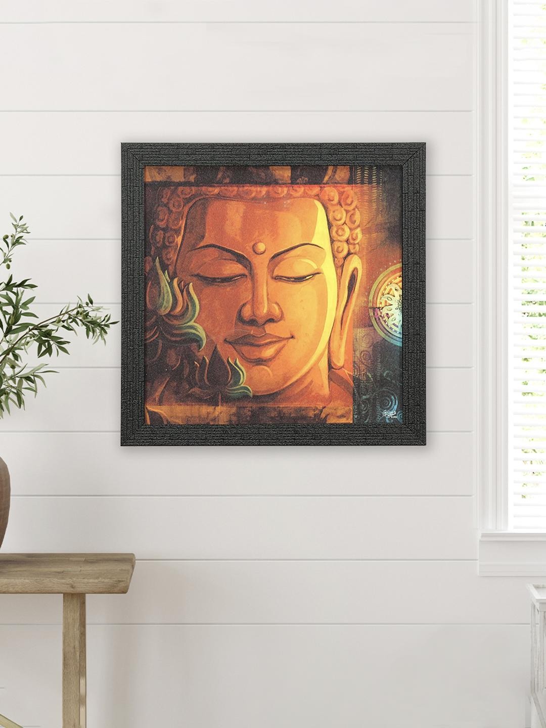 

Athome by Nilkamal Gold Toned Buddha Face & Lotus Painting