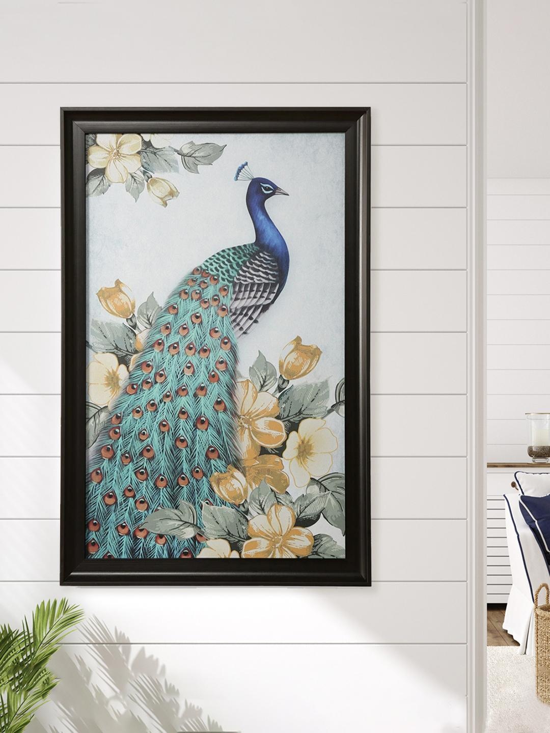

Athome by Nilkamal Sea Green Peacock Wall Painting