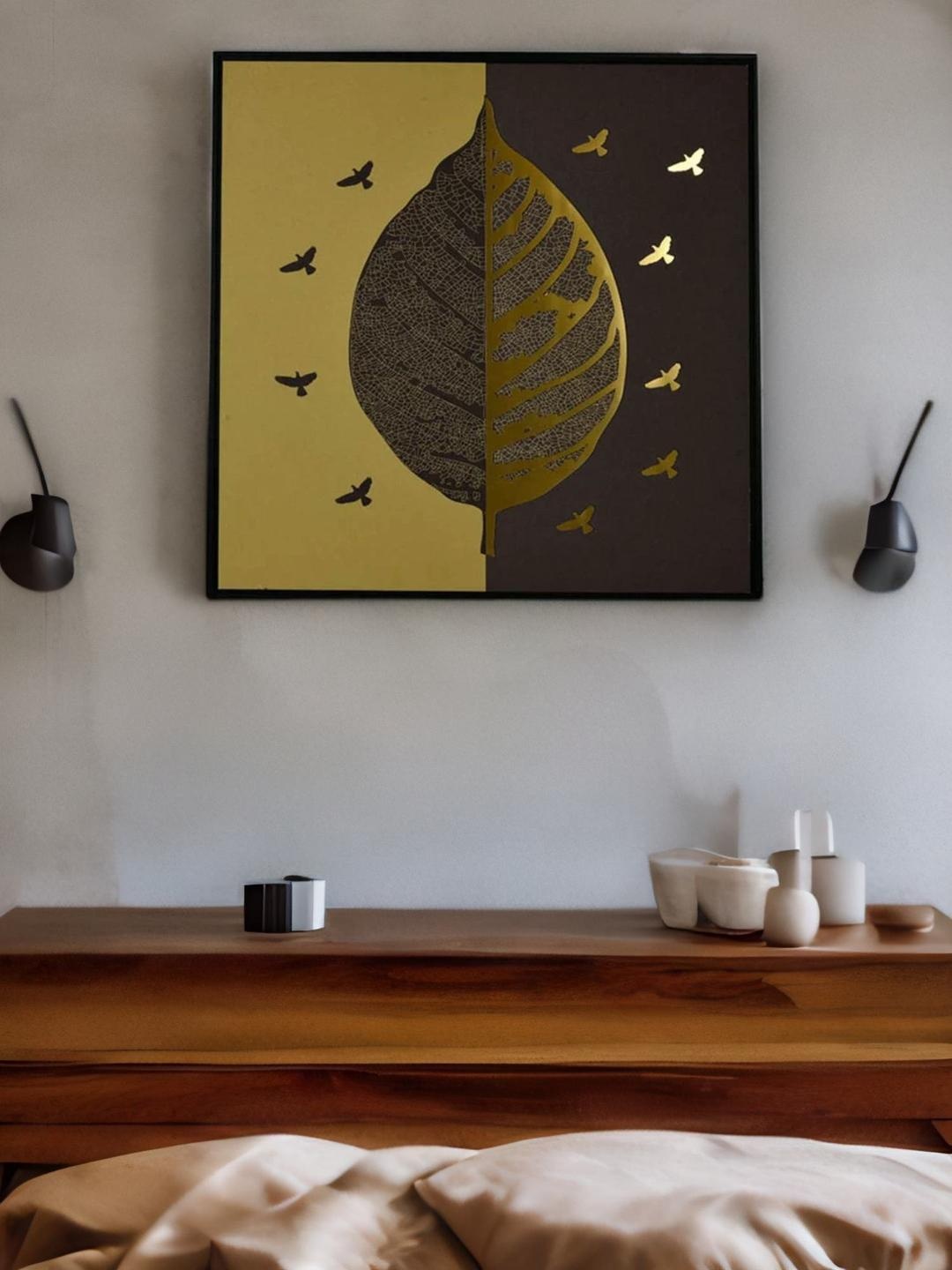 

Athome by Nilkamal Brown & Gold-Toned Leaf With Birds Photo Frame