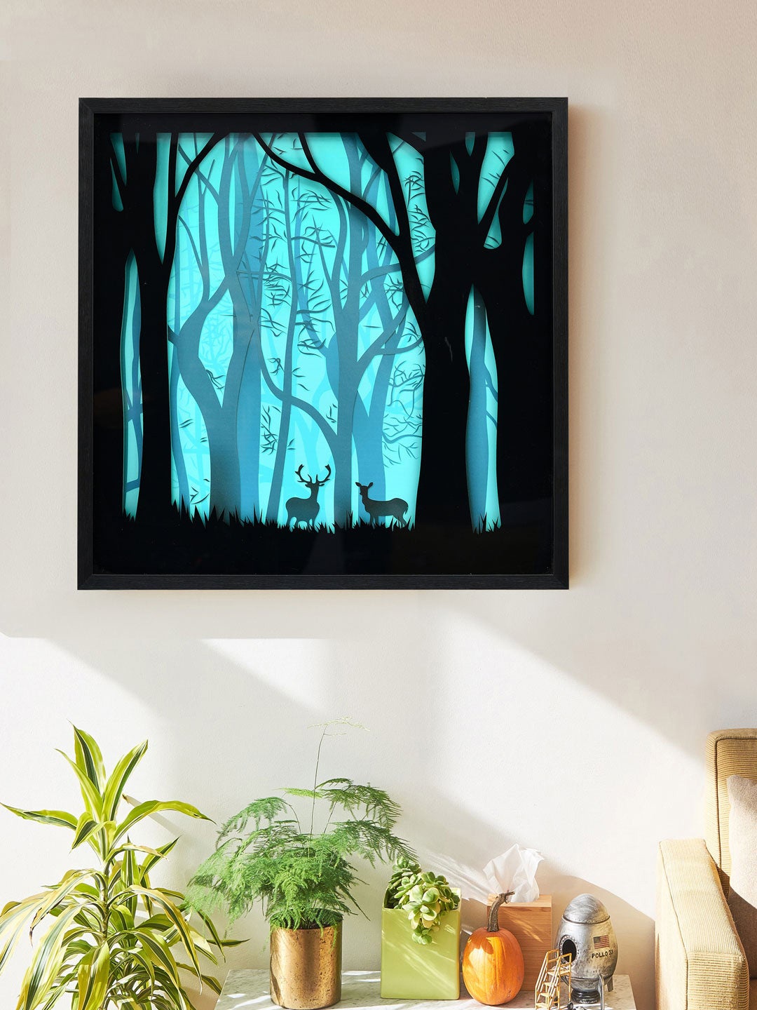 

Athome by Nilkamal Sea Green Forest Trees Glass Wall Painting
