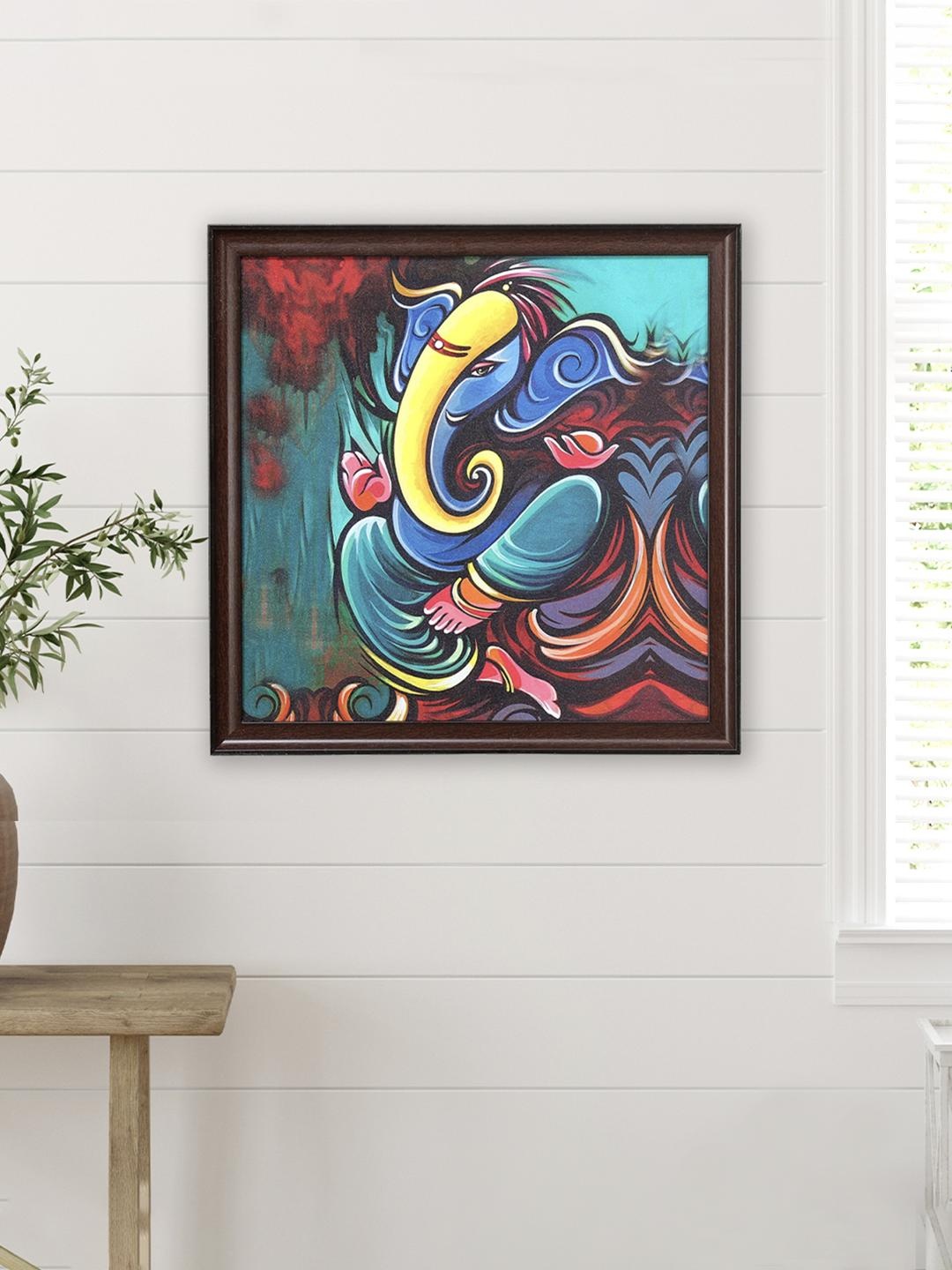 

Athome by Nilkamal Sea Green Ganesha Abstract Painting