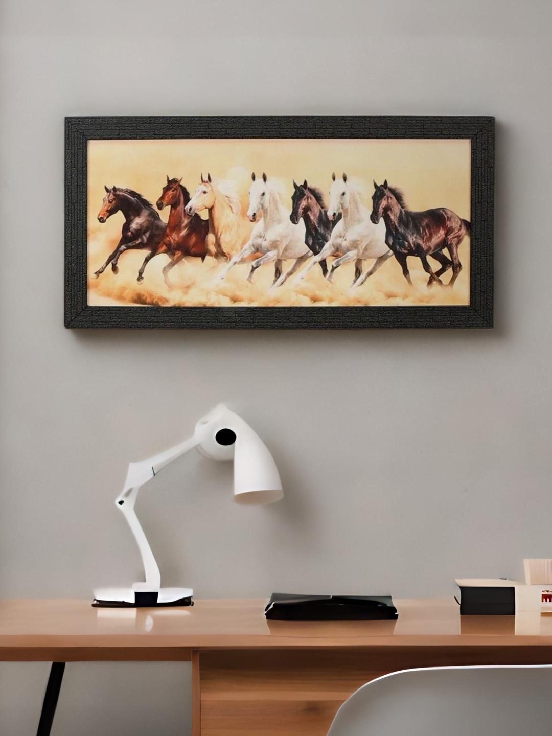 

Athome by Nilkamal Brown Seven Horses Wall Painting