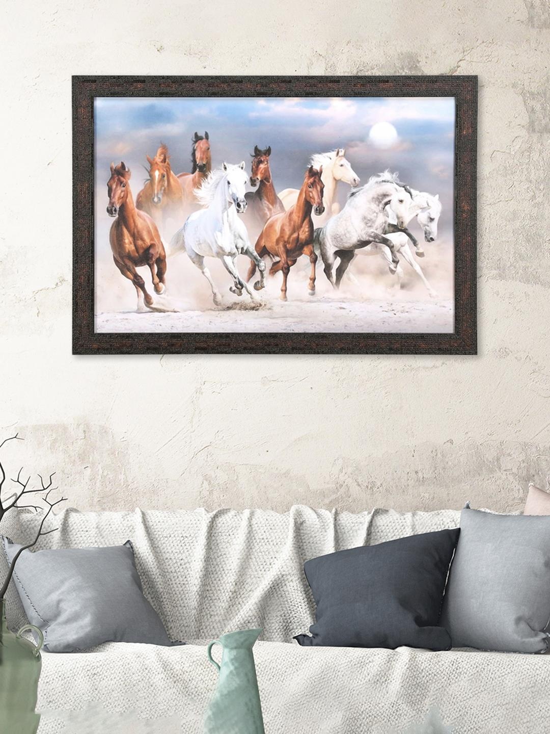 

Athome by Nilkamal Black & White Horses Painting