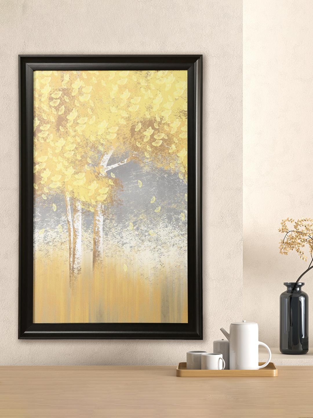 

Athome by Nilkamal Mustard Yellow Abstract Tree Painting