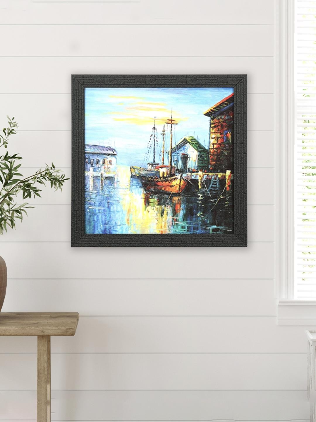 

Athome by Nilkamal Sea Green Ship on Shore Painting