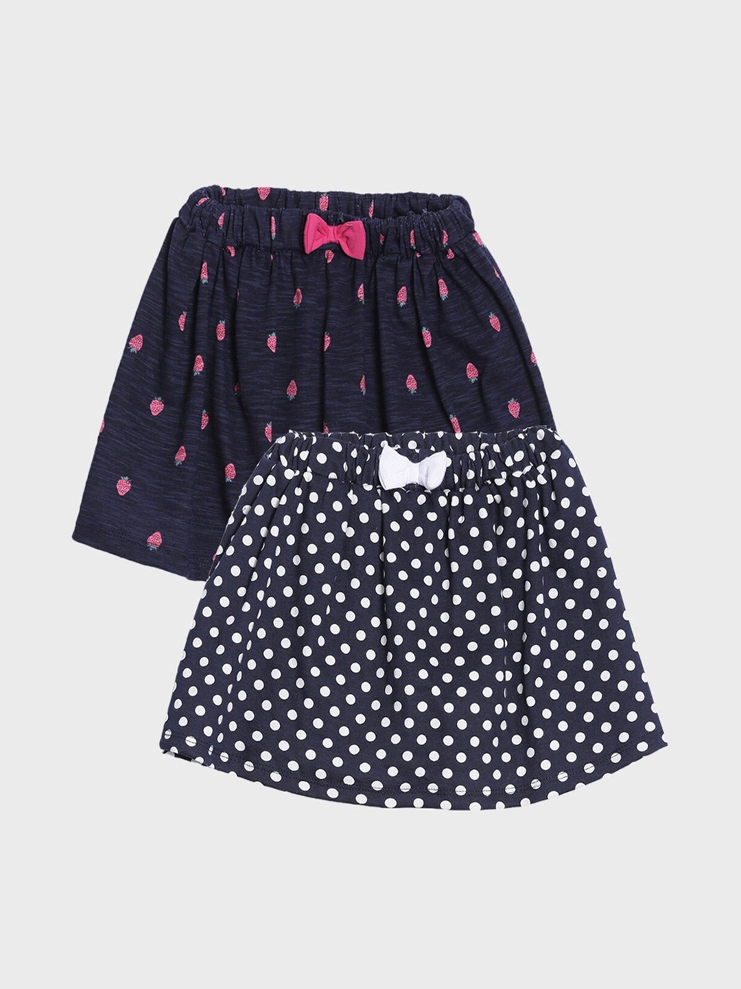 

Kryptic Girls Pack Of 2 Printed A-Line Pure Cotton Knee-Length Skirt, Black