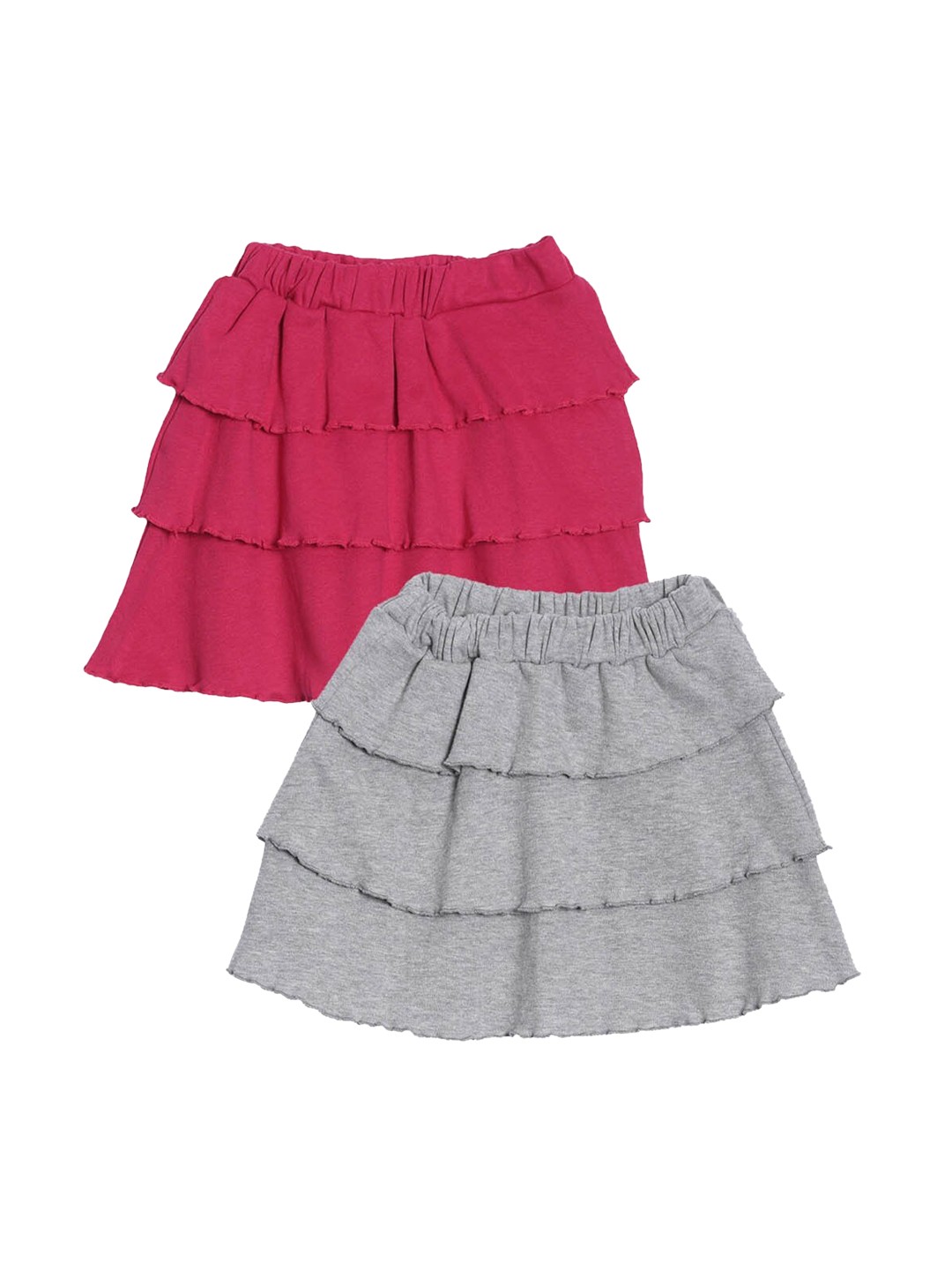 

Kryptic Girls Pack Of 2 Solid Ruffle Knee Length Skirt, Pink