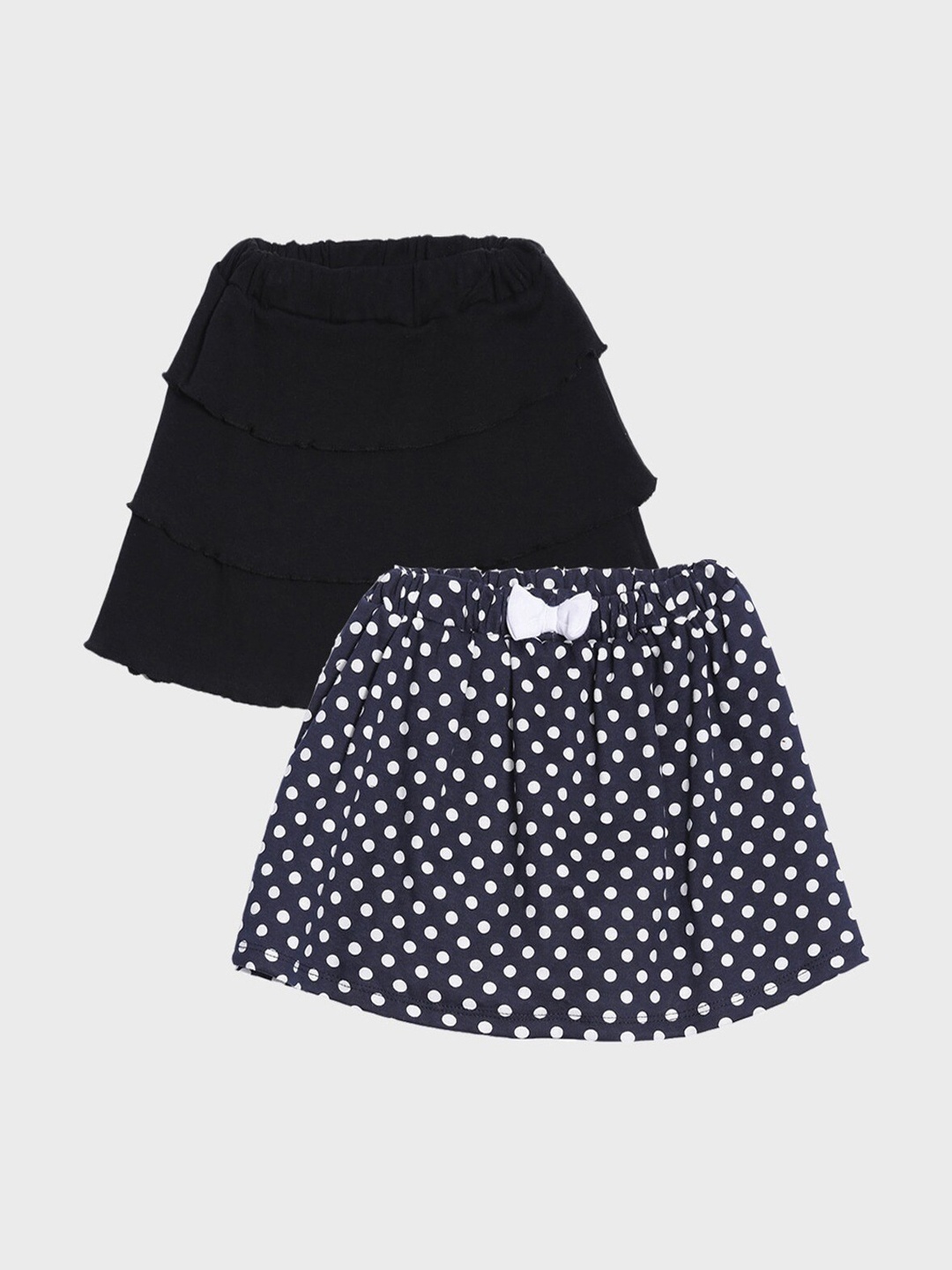 

Kryptic Girls Pack Of 2 Printed Pure Cotton Knee-Length A-Line Skirt, Black