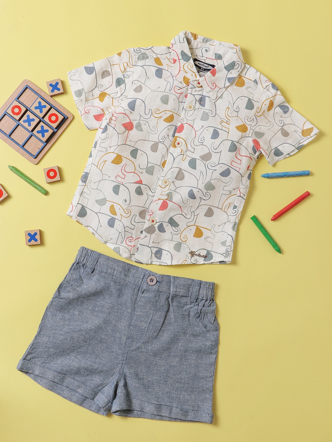 

Nautinati Boys' Printed Combo Set of Shirt and Shorts, Multi