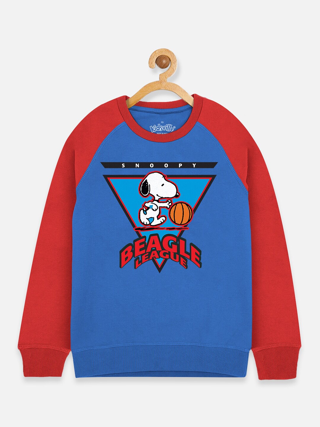 

Kids Ville Boys Blue & Red Peanuts Printed Sweatshirt
