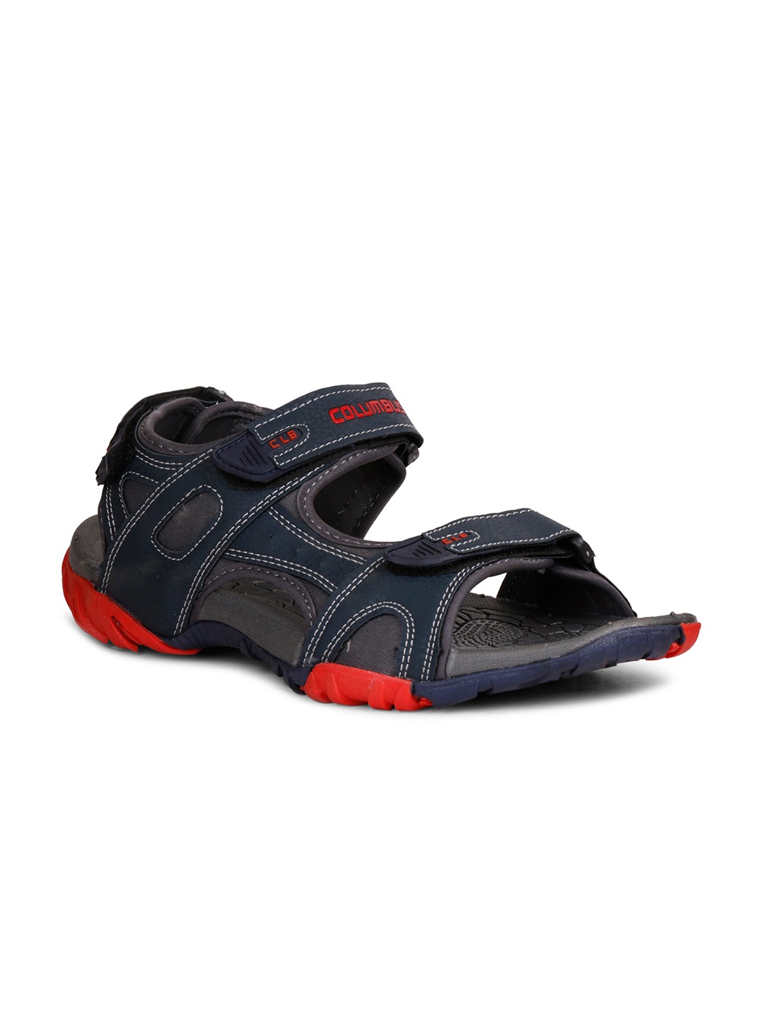 

Columbus Men Navy Blue & Red Solid Sports Sandals