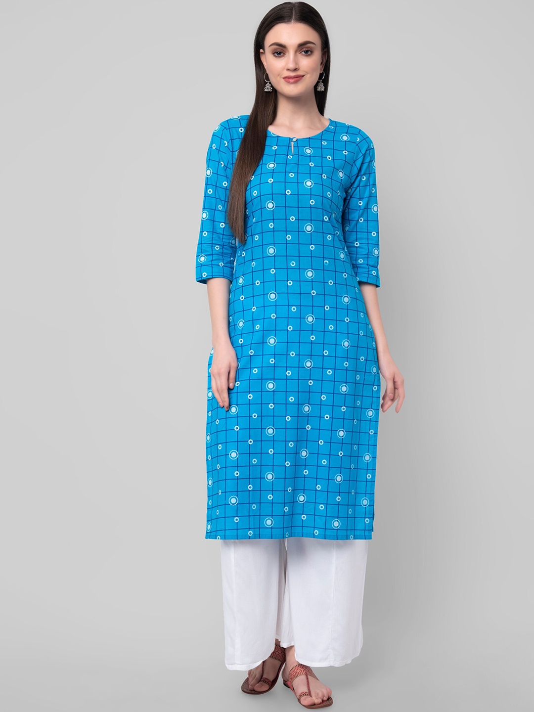 Wodreams Women Blue Geometric Print Kurta