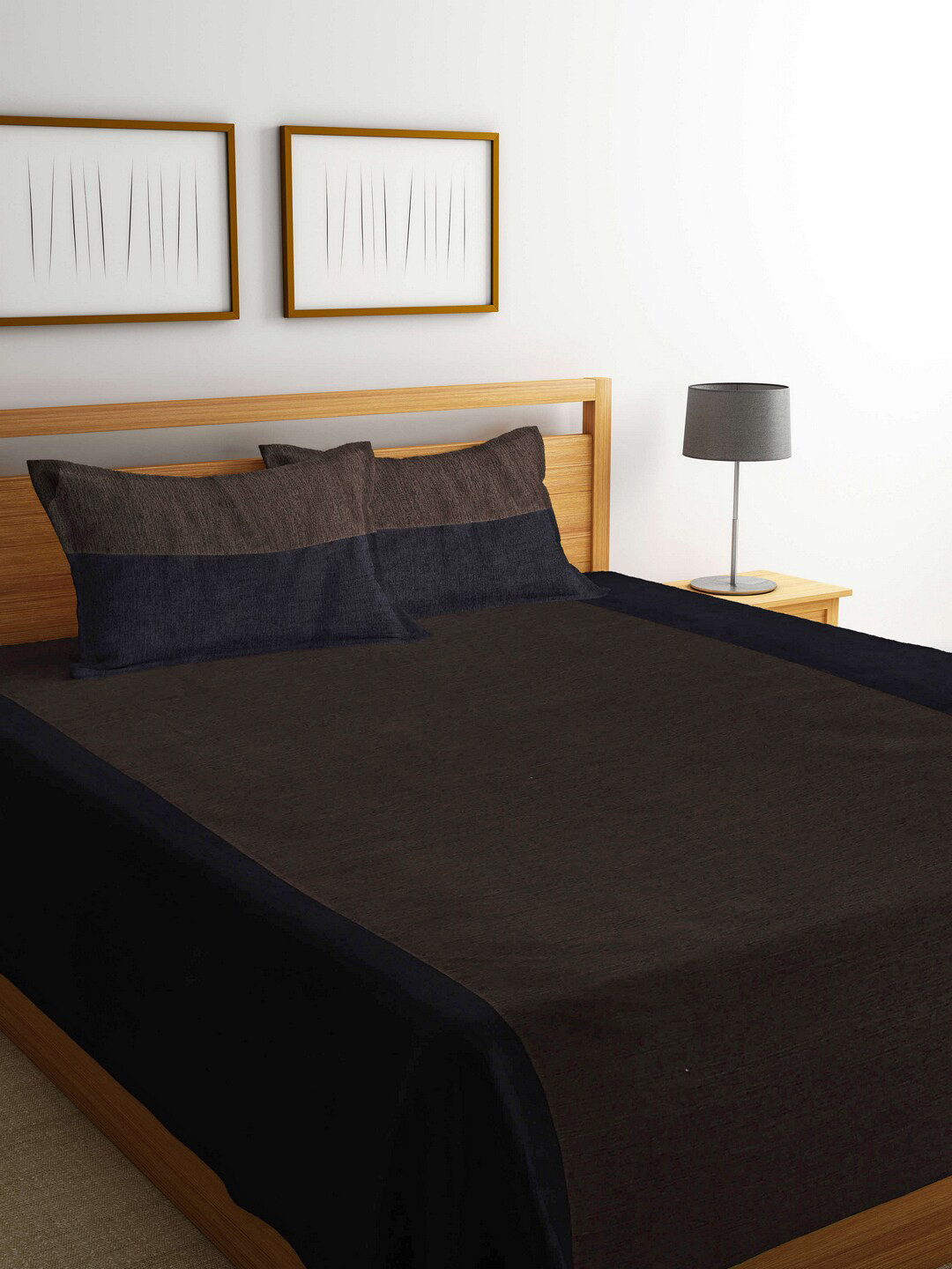 

KLOTTHE Brown Solid Pure Cotton Double Bed Cover with 2 Pillow Covers
