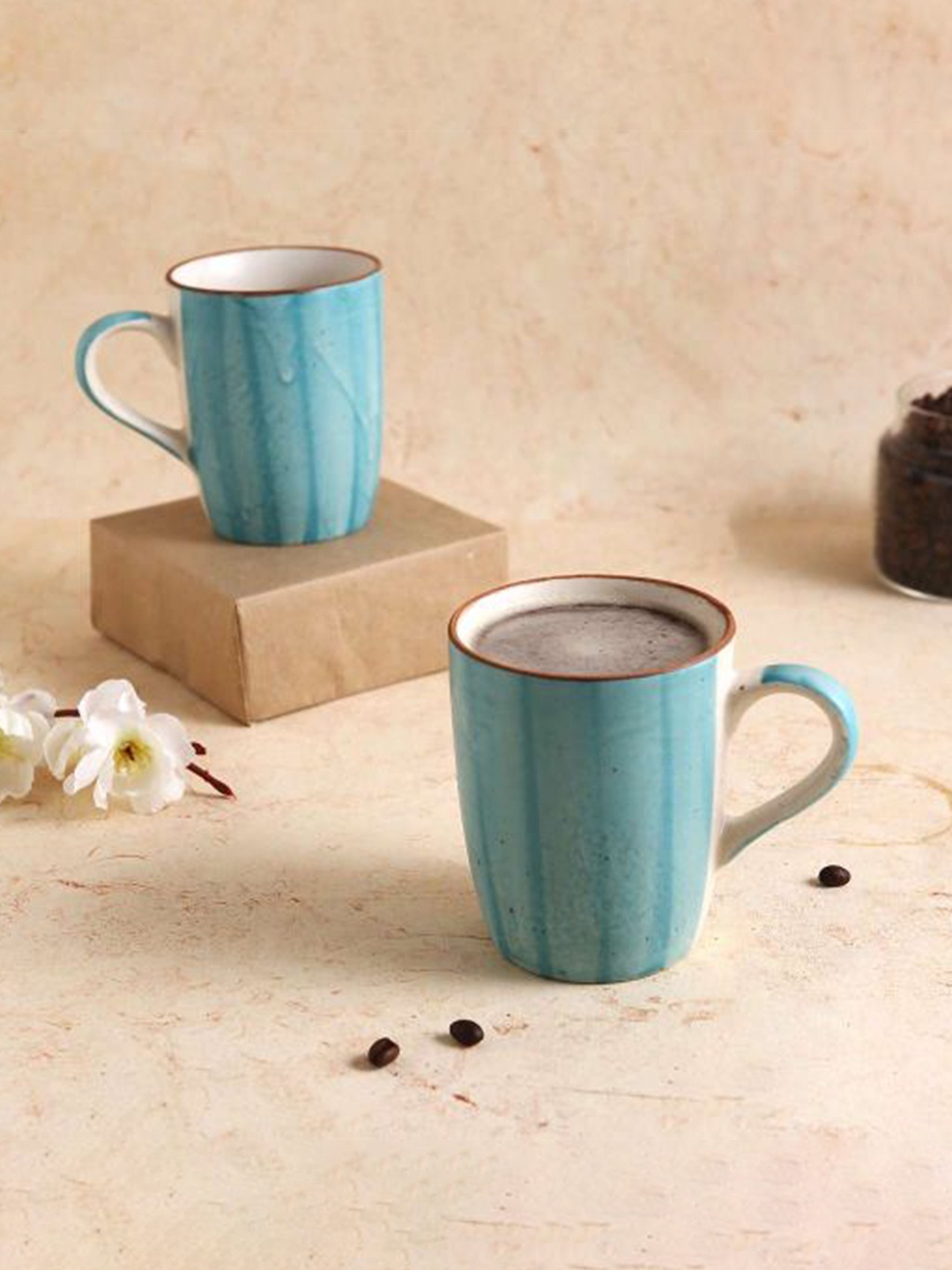 

Wonderchef Blue & Brown Solid Stoneware Matte Cups Set of Cups and Mugs