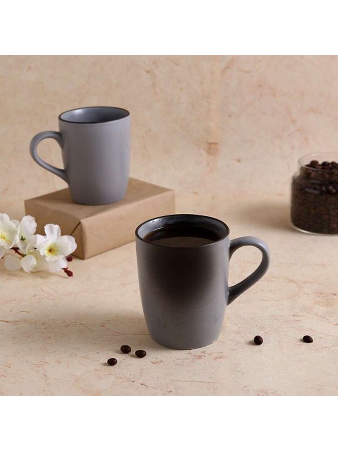 

Wonderchef Grey Solid Stoneware Matte Cups Set of Cups and Mugs