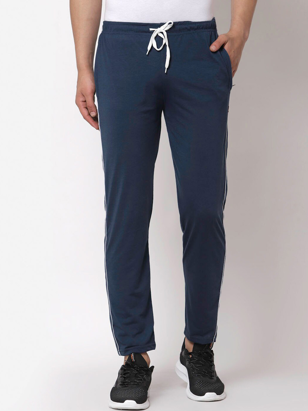 

KLOTTHE Men Navy Blue Solid Cotton Track Pants