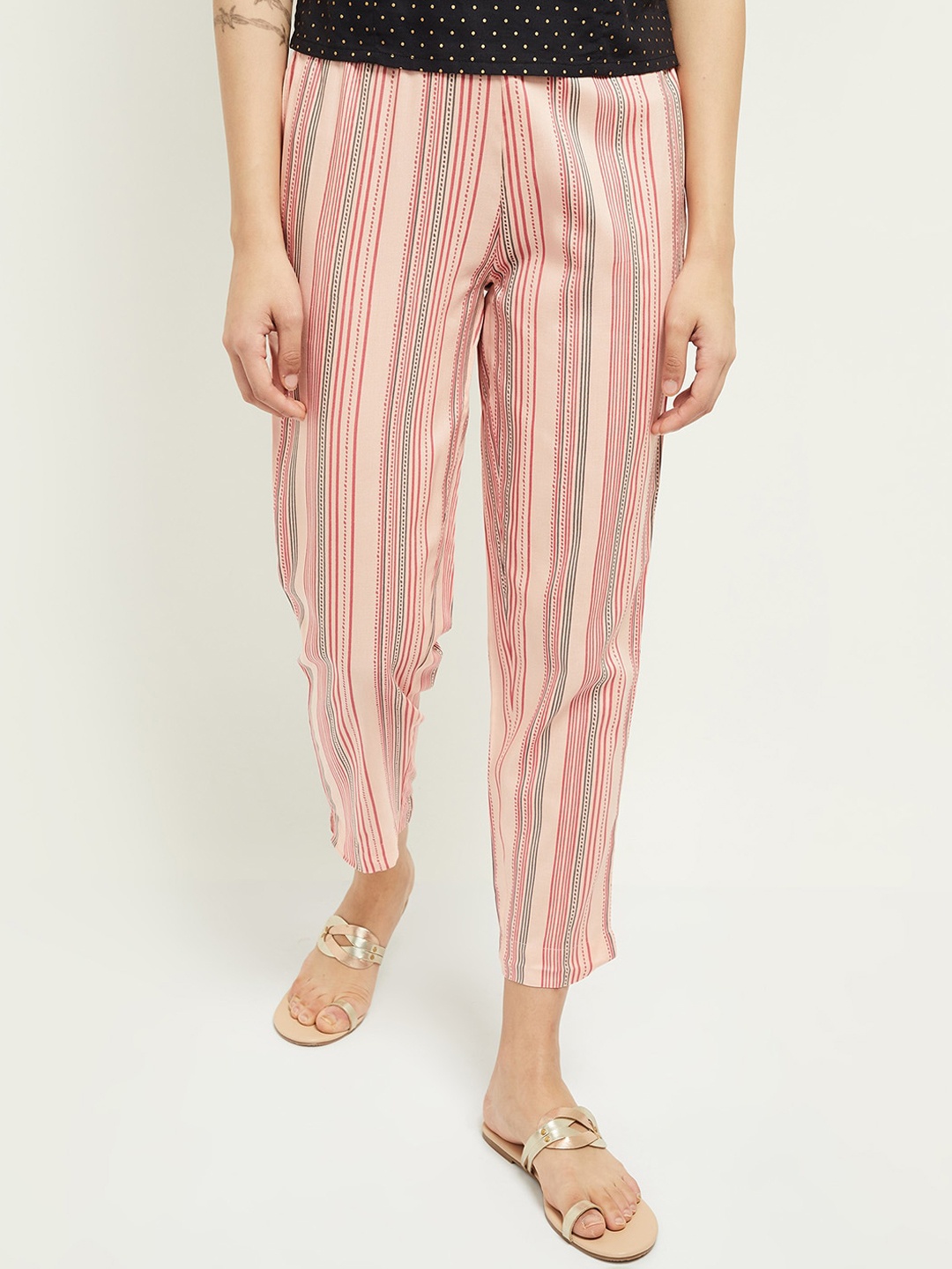 

max Women Pink Striped Trousers