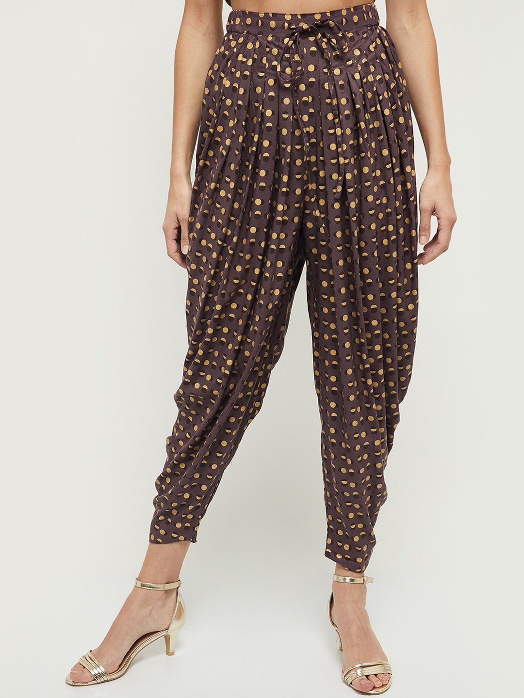 

max Women Purple Geometric Print Pleated Jodhpuris Trousers