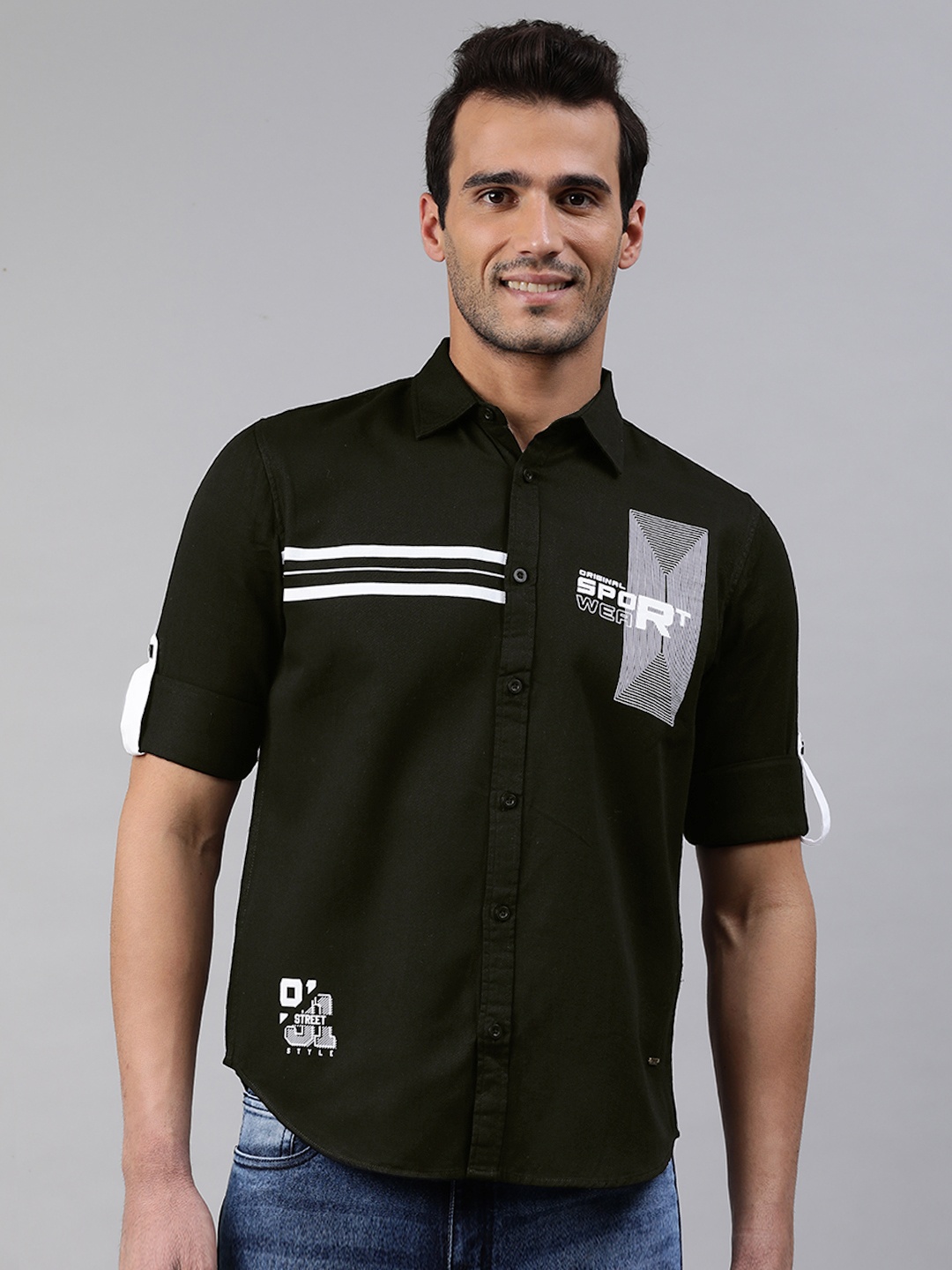 

abof Men Black & White Printed Casual Shirt