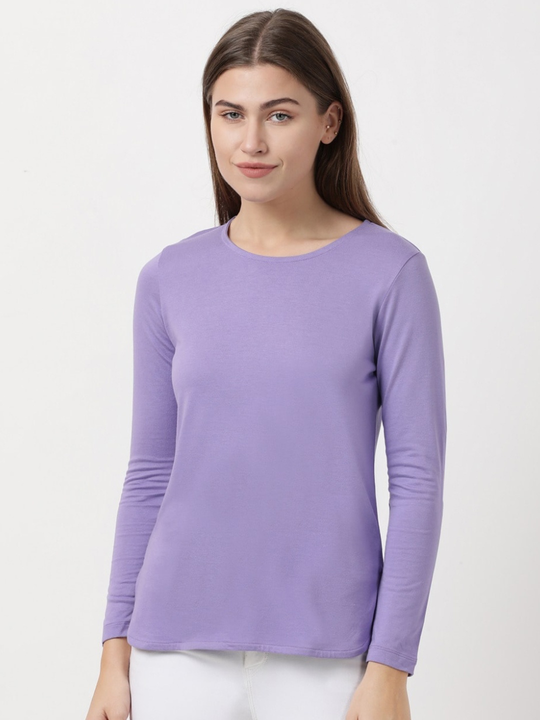 

Jockey Women Purple Solid Regular Lounge T-shirt