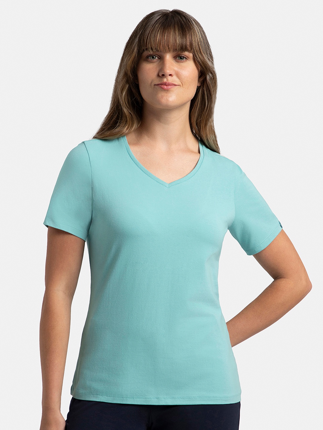 

Jockey Solid Super Combed Cotton Stretch Regular Fit Tshirt-1359, Blue