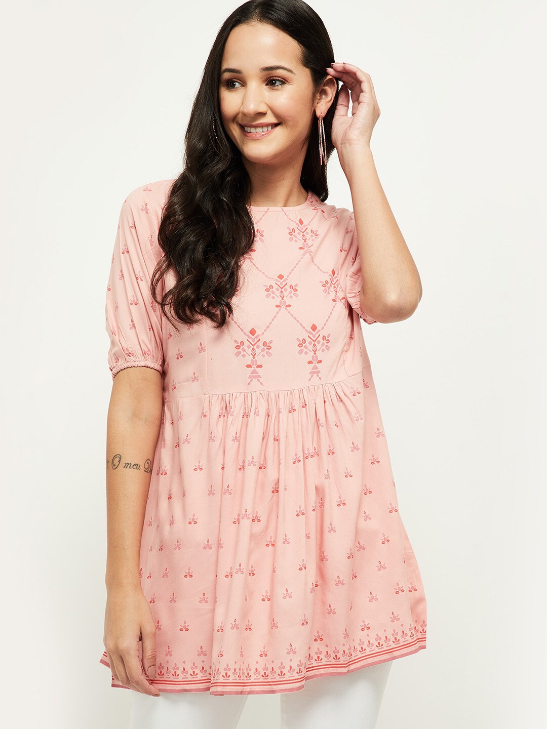 

max Pink Viscose Rayon Printed Tunic