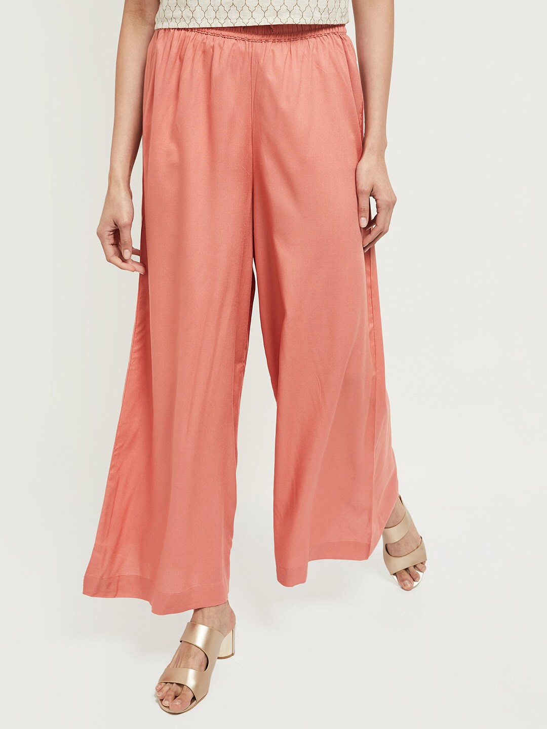 

max Women Peach-Coloured Palazzos