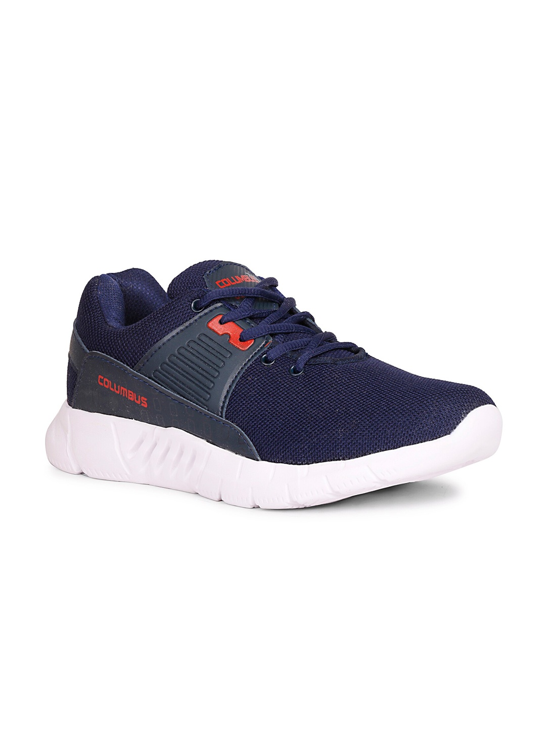 

Columbus Men Navy Blue Mesh Non-Marking Lace-up Running Shoes