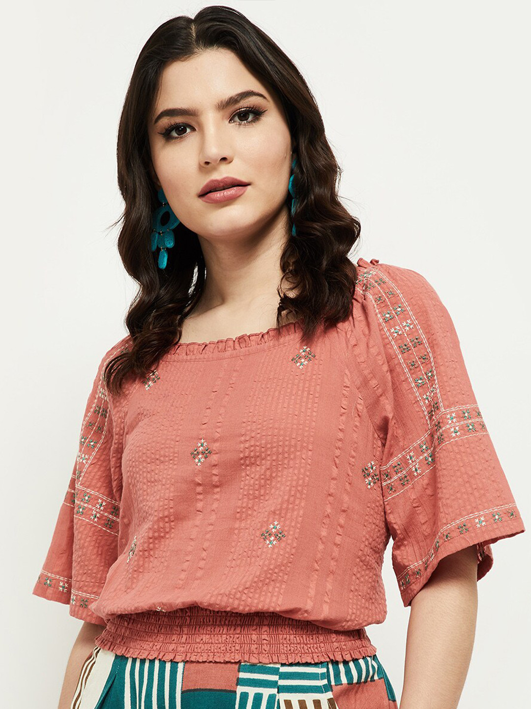 

max Pink Embroidered Cotton Top