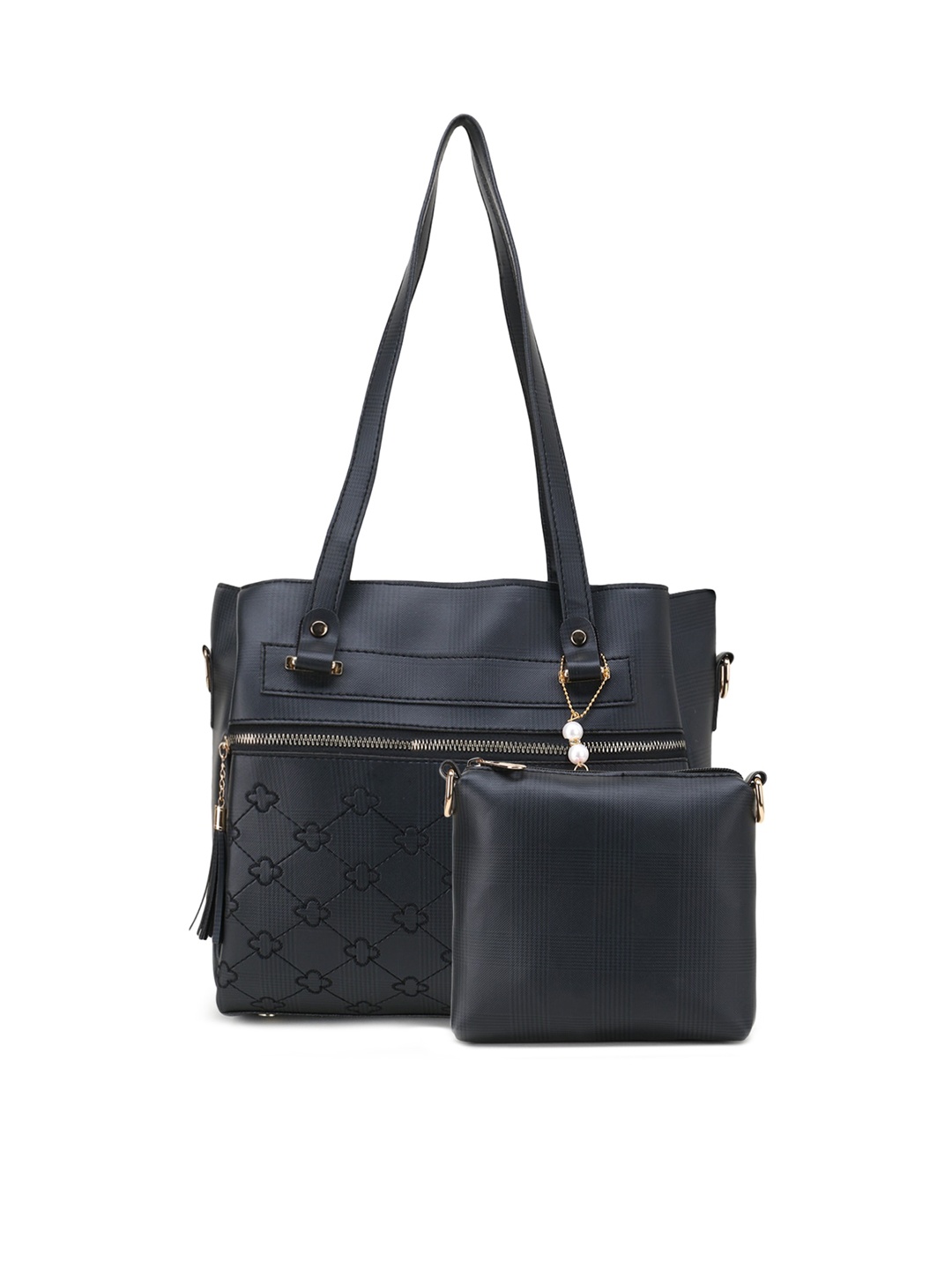 

WOMEN MARKS Black PU Structured Shoulder Bag With Pouch
