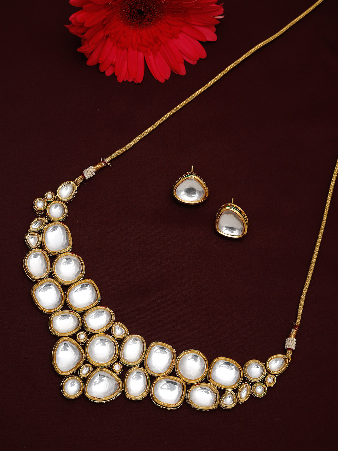 

Ruby Raang Gold Kundan Choker with Studs