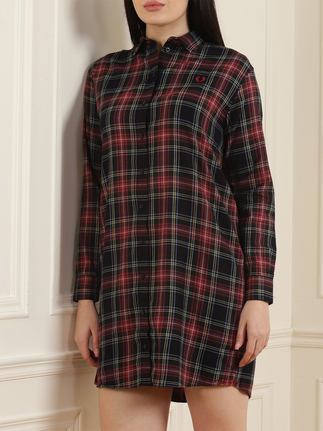 

Fred Perry Black Checked Pure Cotton Shirt Dress