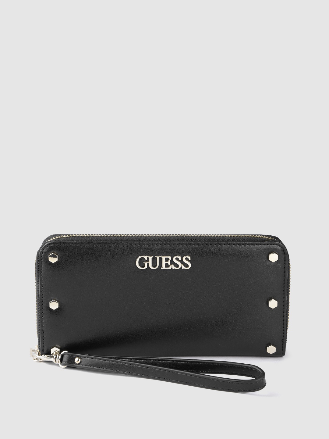 

GUESS Women Black Solid Zip Around Wallet